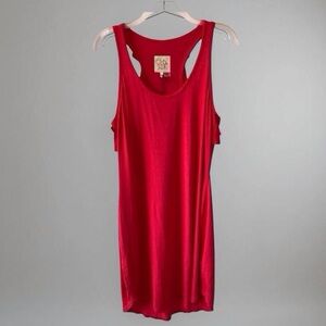 CHASER Lollipop Red Sleeveless Dress | Ruffled Racerback Soft Knit Flirty Femme